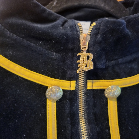 BCBGMAXAZRIA Black & Gold Velvet Track Suit Jacket with Zipper - Picture 3 of 9